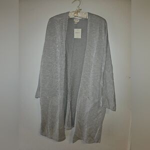 DONNI. Heather Gray Open-Front Draped Cardigan
